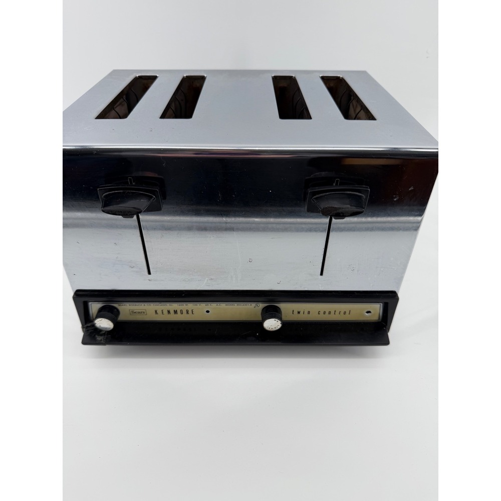SEARS Kenmore Toaster 4-Slice VINTAGE Chrome Finish Model 303.6321.0 WORKS GREAT